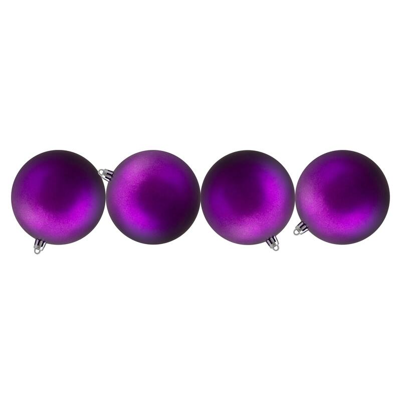 12ct Matte Purple Shatterproof Christmas Ball Ornaments 4" (100mm)