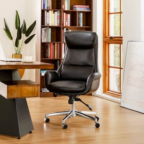 Glitzhome 48-inch Mid-century Adjustable Faux Leather Office Chair