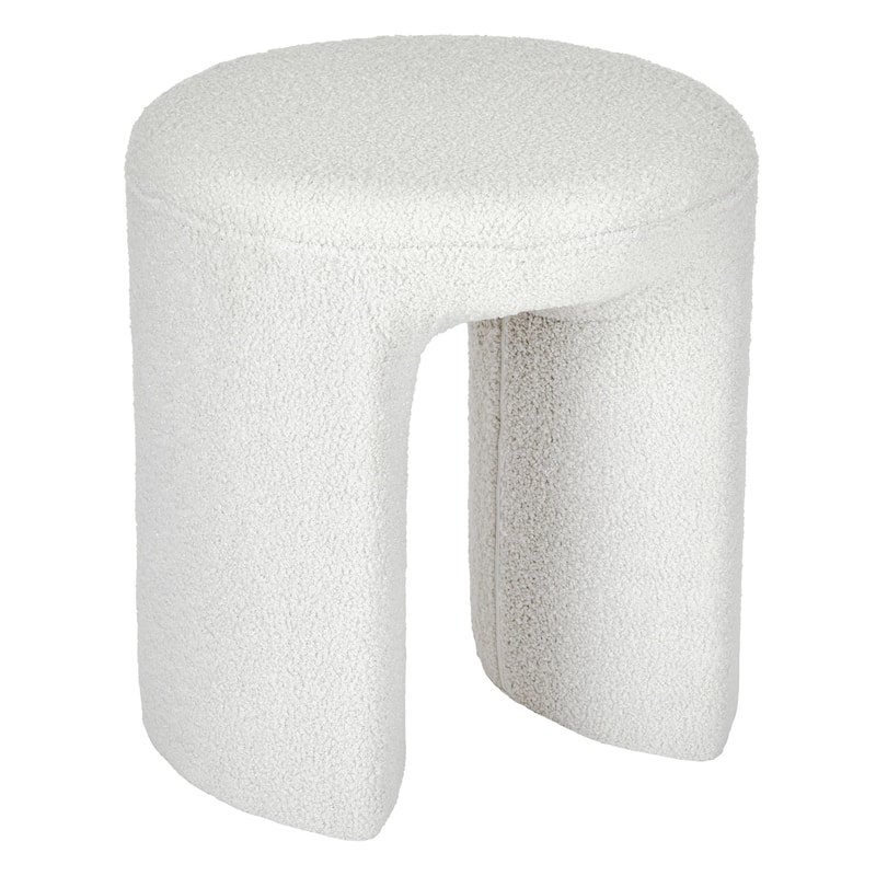 Upholstered Boucle Horseshoe Ottoman Stool Foot Rest Seat Living Room