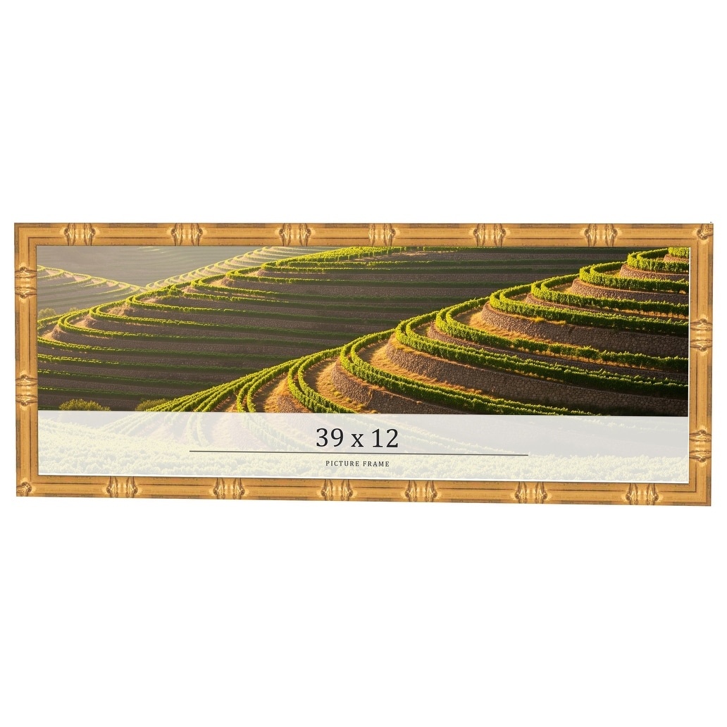 39x12 Frame Gold Bamboo Solid Wood Picture Frame | 1 Inch Moulding