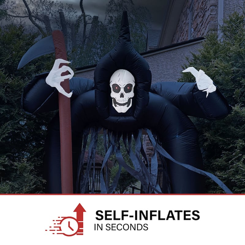 Haunted Hill Farm 10-Ft. Tall Pre-lit Musical Inflatable Grim Reaper Arch