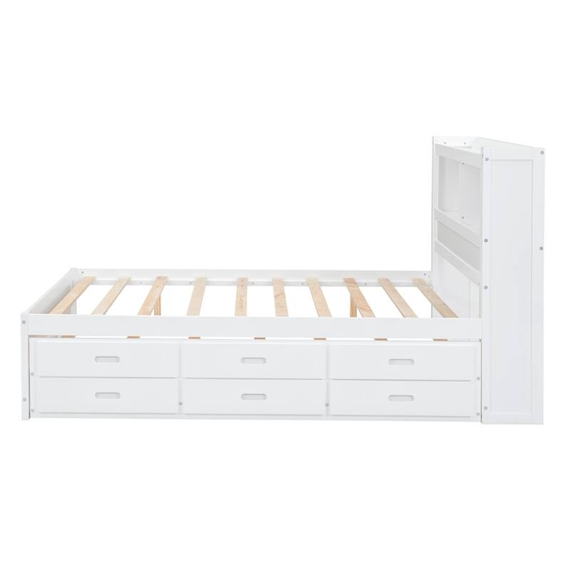 Full Size Platform Bed with Trundle and USB Plugs