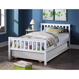 Space-Saving Twin Bed with Pull-Out Trundle and Minimalist Design for Guest Rooms