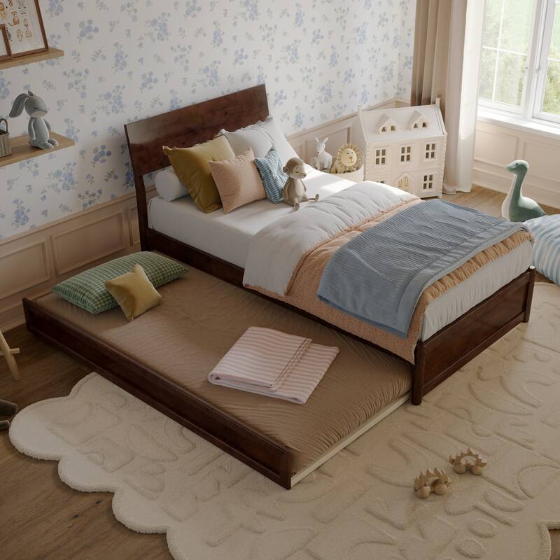 Norla Wood Platform Bed with Trundle