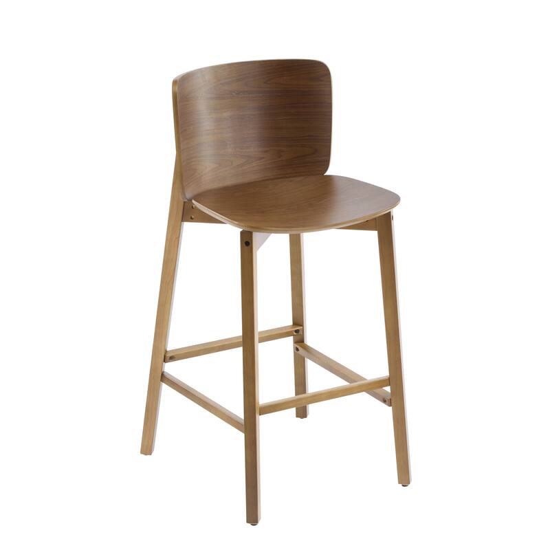 Pari Indoor Wooden Barstool, Walnut Finished, Set of 2