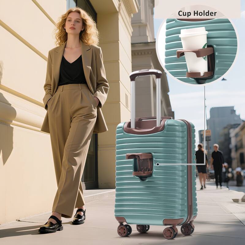 Hardshell Luggage Set with TSA Lock, 360° Spinner Wheels, Lightweight Durable Travel Suitcases for Women/Men Carry-On & Check-In - Blue