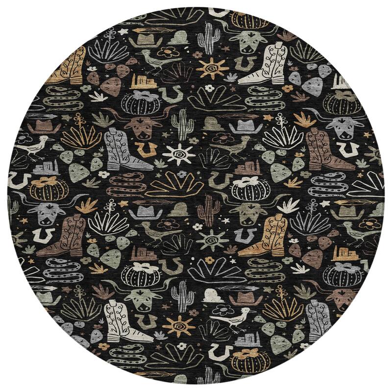 Machine Washable Indoor/ Outdoor Modern Ranch Chantille Rug