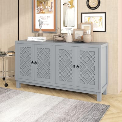 Modern 60" Storage Sideboard Cabinet with Adjustable Shelves,Grey - Grey