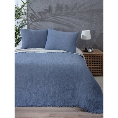 Muslin Blanket 4 Layers, Soft Bedspread, Turkish Cotton Muslin Bed Cover, Reversible Coverlet