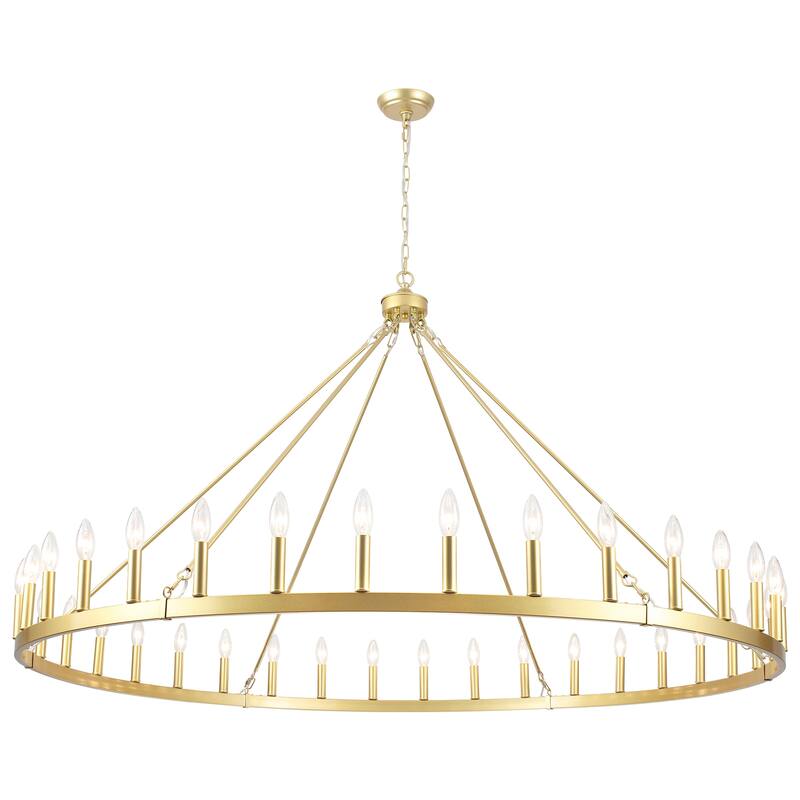 36-Light 47 in. Large Modern Farmhouse Candle Wagon Wheel Chandelier for Living Room