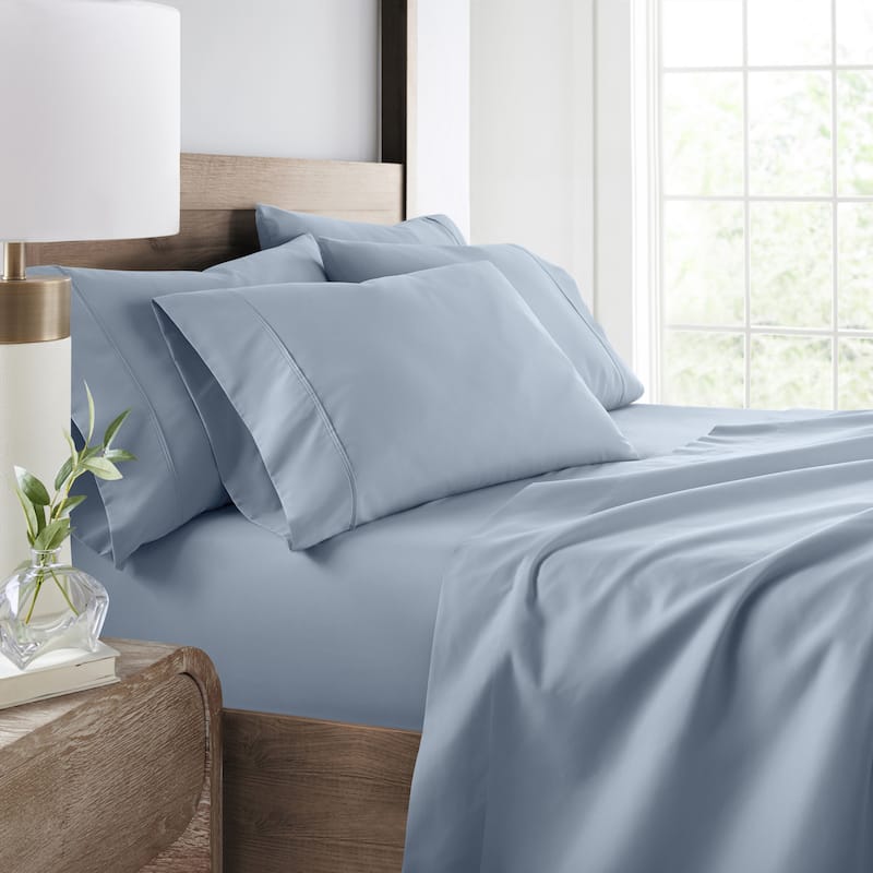 Becky Cameron Double Brushed Deep Pocket 6 Piece Sheet Set - Queen - Light Blue
