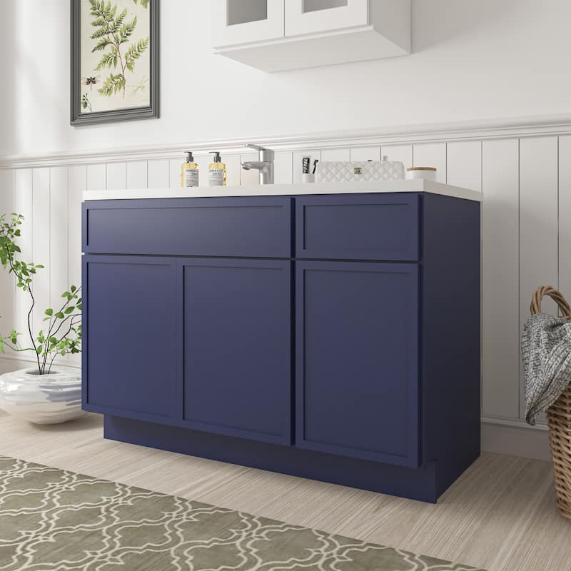 Vanity Art 48" Birch Freestanding Bathroom Vanity Cabinet without Top