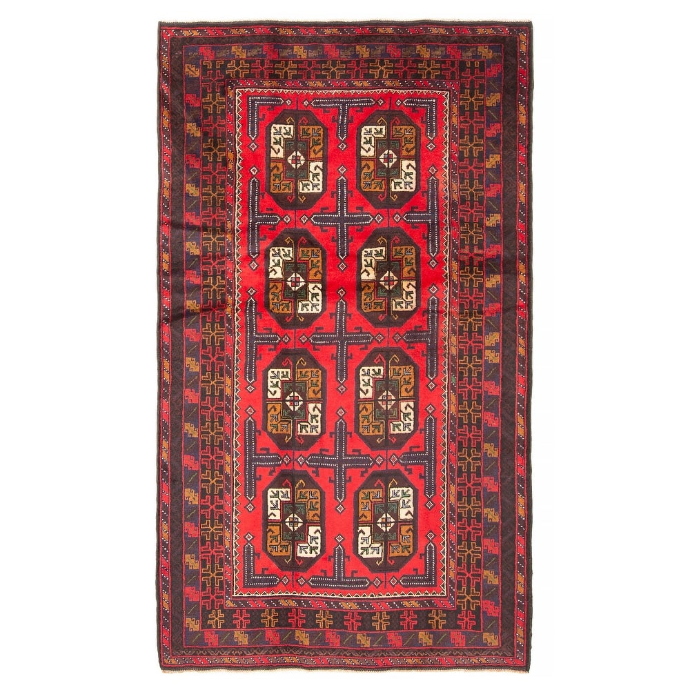 ECARPETGALLERY Hand-knotted Teimani Red Wool Rug - 3'8 x 7'0
