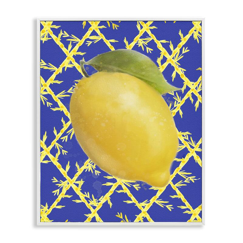 Stupell Bold Lemon over Blue Framed Giclee Art Design By Matthew Piotrowicz - 16 x 20 - White