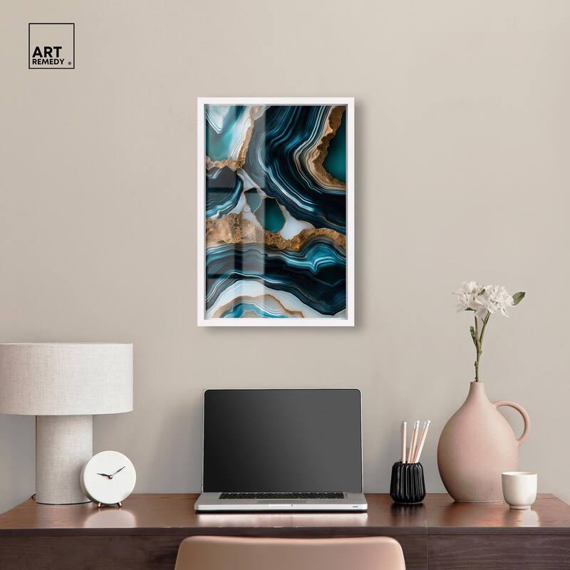 Teal Tectonic II Shadowbox by Art Remedy
