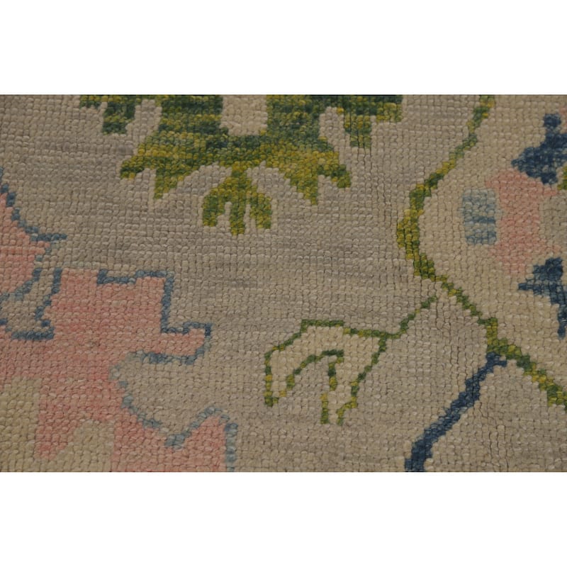 Hand Knotted Oriental 100% Wool Carpet Transitional All-Over Beige & Ivories Oushak Area Rug - 14' 5'' X 9' 7''