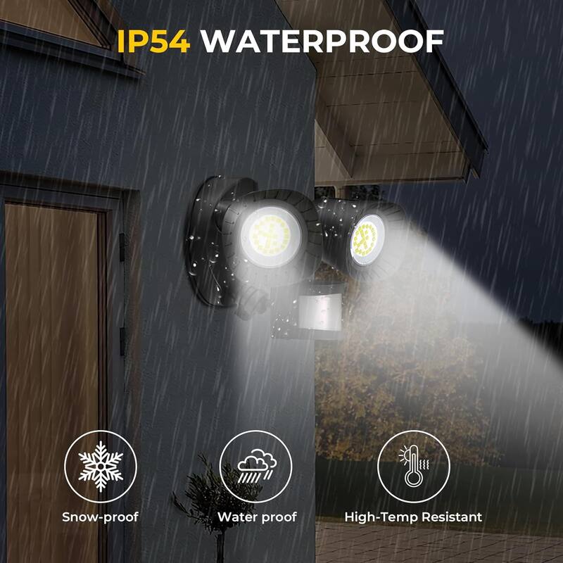 24W LED Flood Motion Sensor Outdoor Lights, 1800LM 5000K IP54 Waterproof, 5 Lighting Modes, 4 Lighting Durations