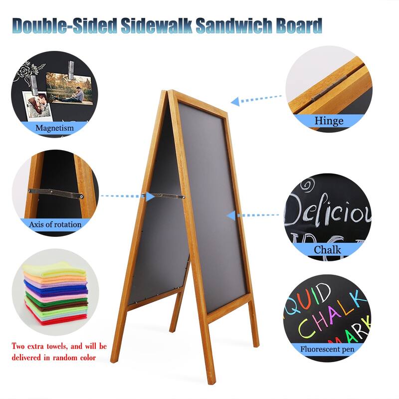 Rustic A Board Magnetic Chalkboard Signs Double Sided Blackboard Wood - 20" W x 39" H