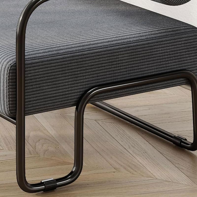 Curved Iron Armchair With Corduroy Cushion
