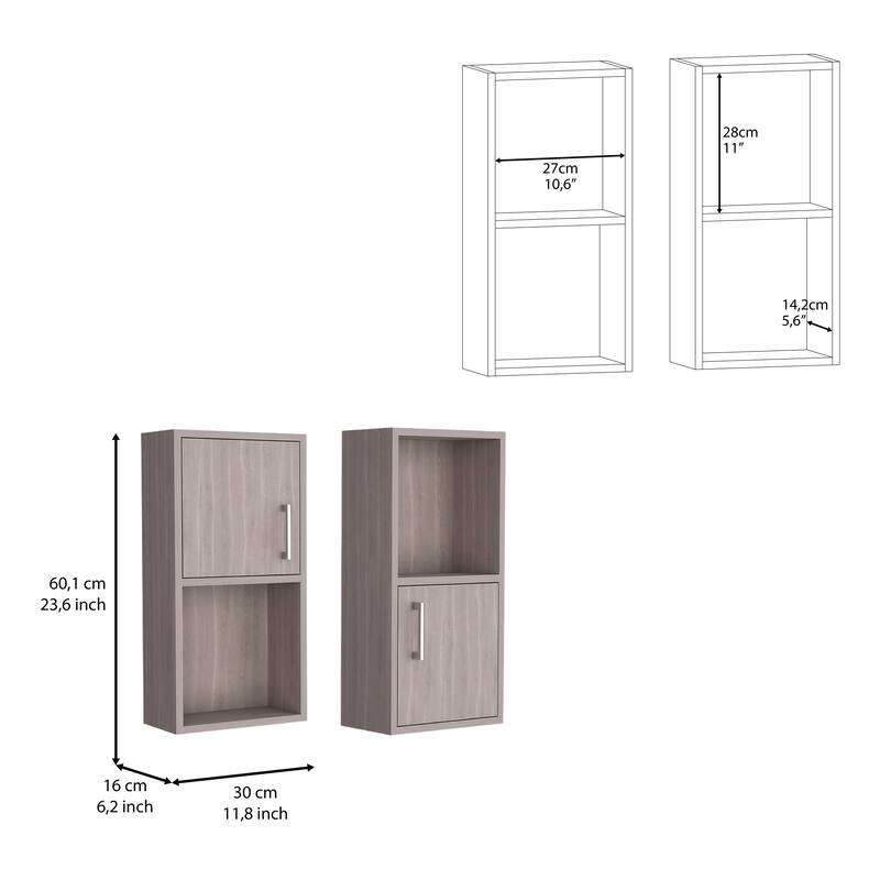 Wall Mounted Bathroom Medicine Cabinet 24" H, Two Doors and Shelves, Oak Finish, Space-Saving Design