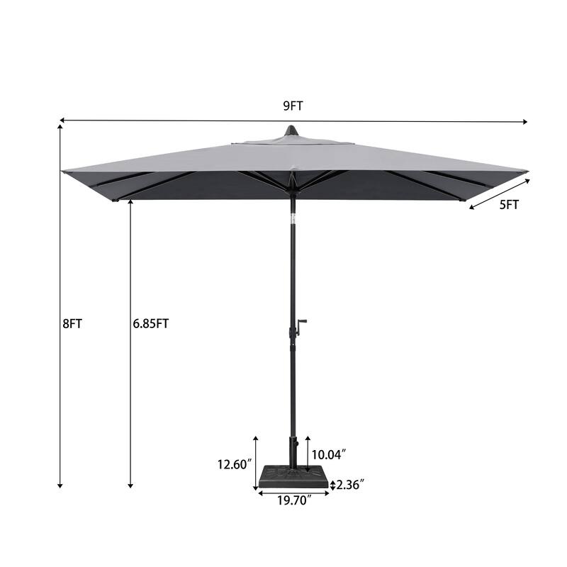 Crestlive Products 9 x 5 FT Patio Outdoor Rectangular Market Umbrella with Base
