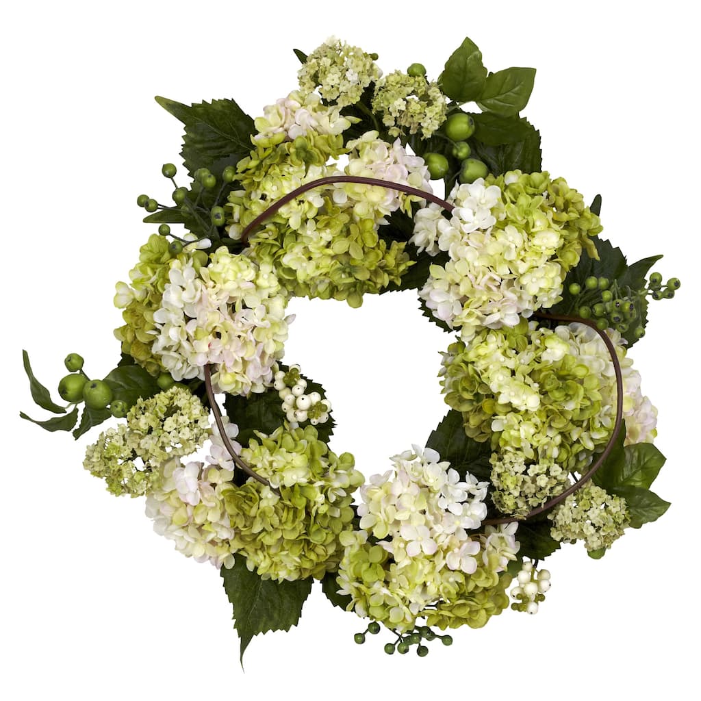 Hydrangea Artificial Wreath, 22-Inch, Unlit