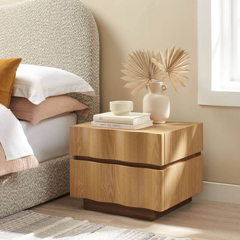 Isola 2 Drawer Nightstand - Light Oak Walnut
