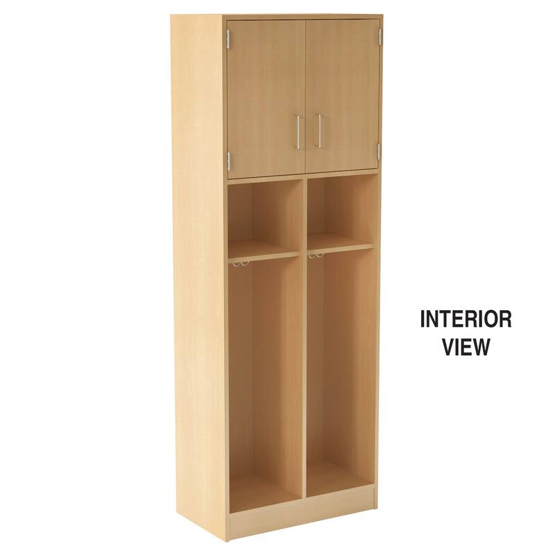 Tall Double Locker Storage Unit - 84" High - Secure Storage - Light Oak Finish - Home, School, Gym