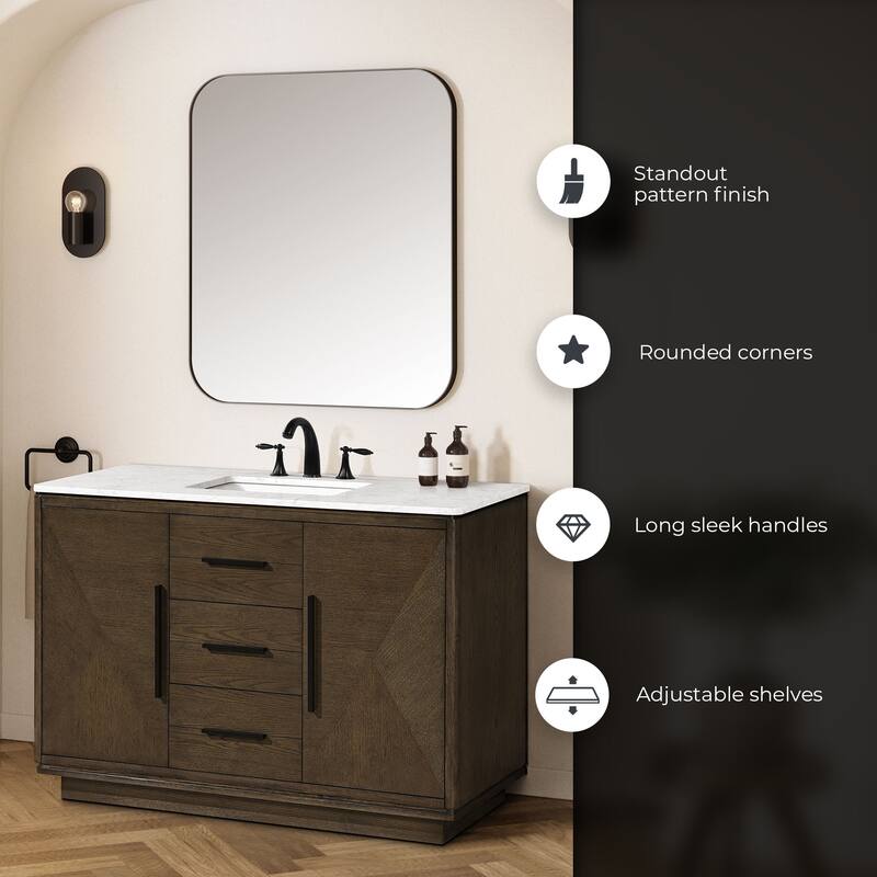OVE Hale Aged Oak Bathroom Vanity with Engineered Marble Top