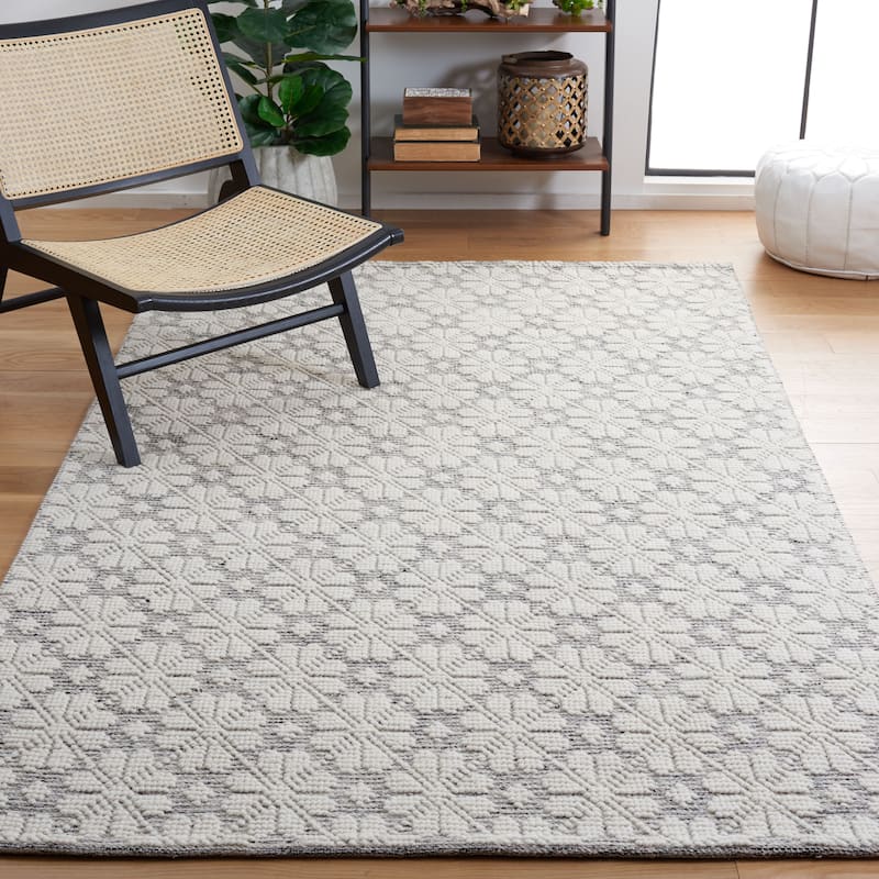 SAFAVIEH Handmade Vermont Jolie Wool Rug - 9' x 12' - Ivory/Grey
