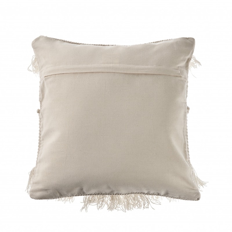 HomeRoots 20" X 20" Ivory 100% Cotton Geometric Zippered Pillow