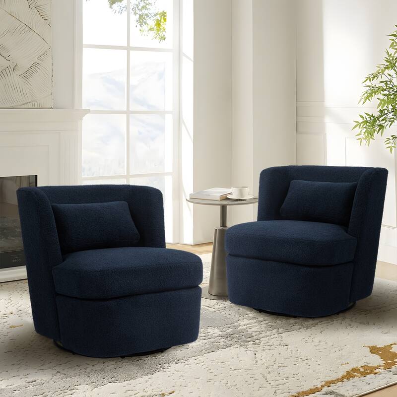 Upholstered Swivel Barrel Accent Chair (Set of 2)