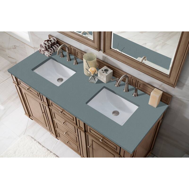 James Martin Vanities Bristol 60" Double Vanity, Whitewashed Walnut