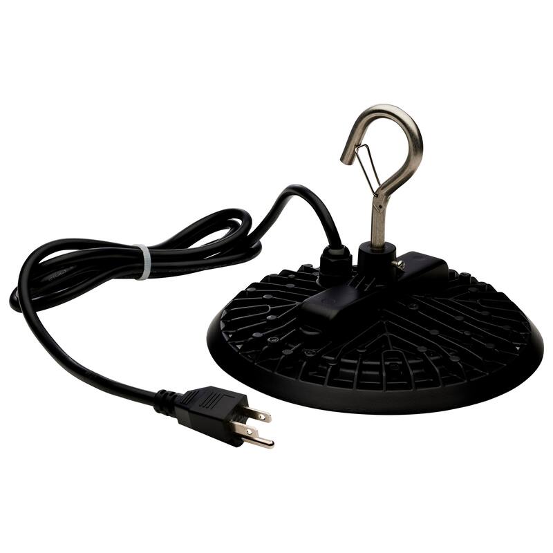 80 Watt Hi-Pro Shop Light with Plug 8" Dia. 3000K Black Finish 120 Volt