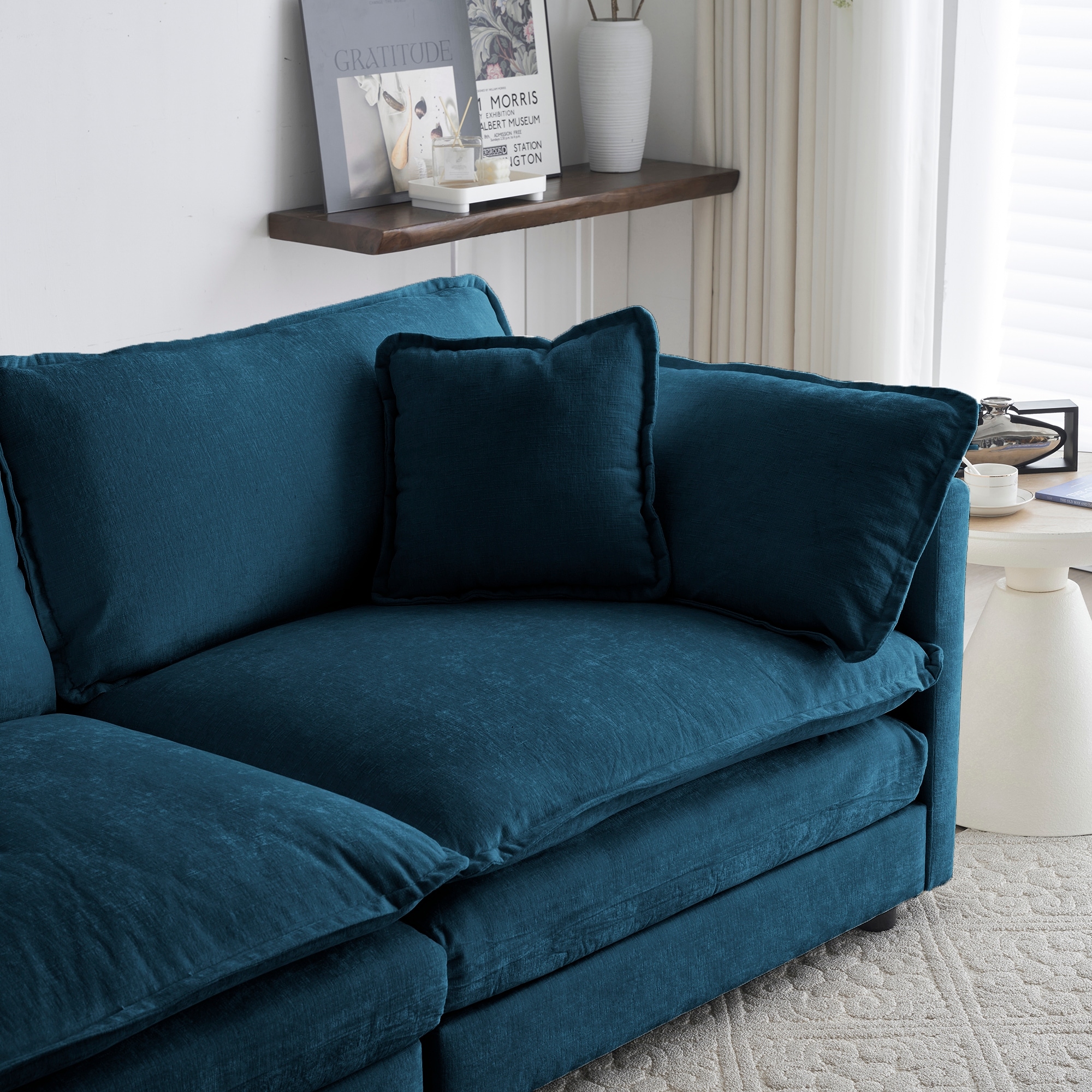 Mid Century Modern Couch 3 Seater Sofa with 2 Armrest Pillows and 3 Toss Pillows Couch for Living Room Green