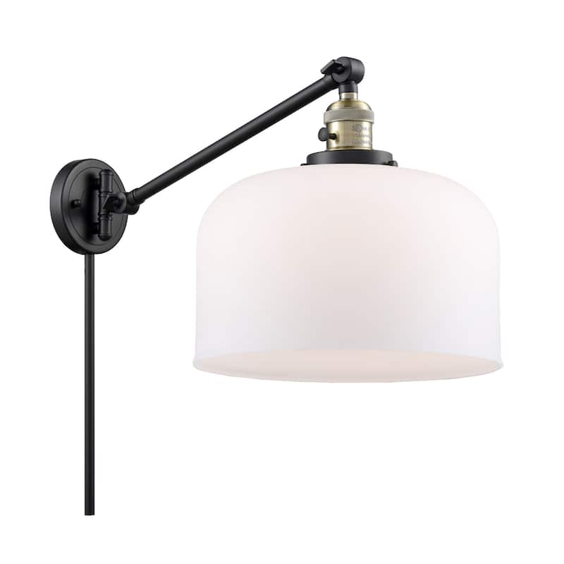 Innovations Lighting X-Large Bell Single Light 13" Tall Bathroom - Black Antique Brass / Matte White Cased