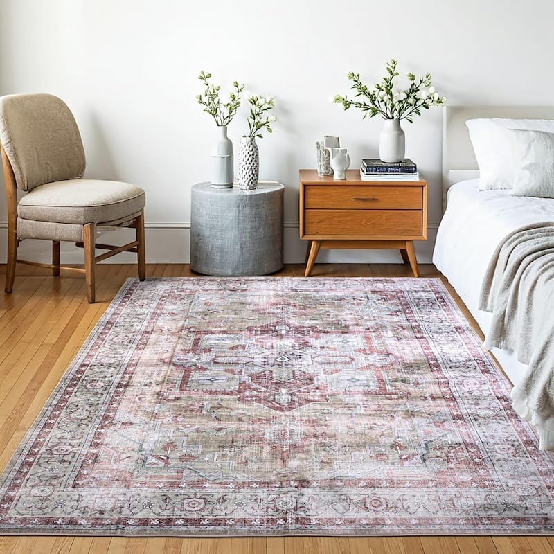 Delara Machine Washable Area Rug, Soft & Durable, Non-Slip Backing, Eco- Friendly GRS certified.