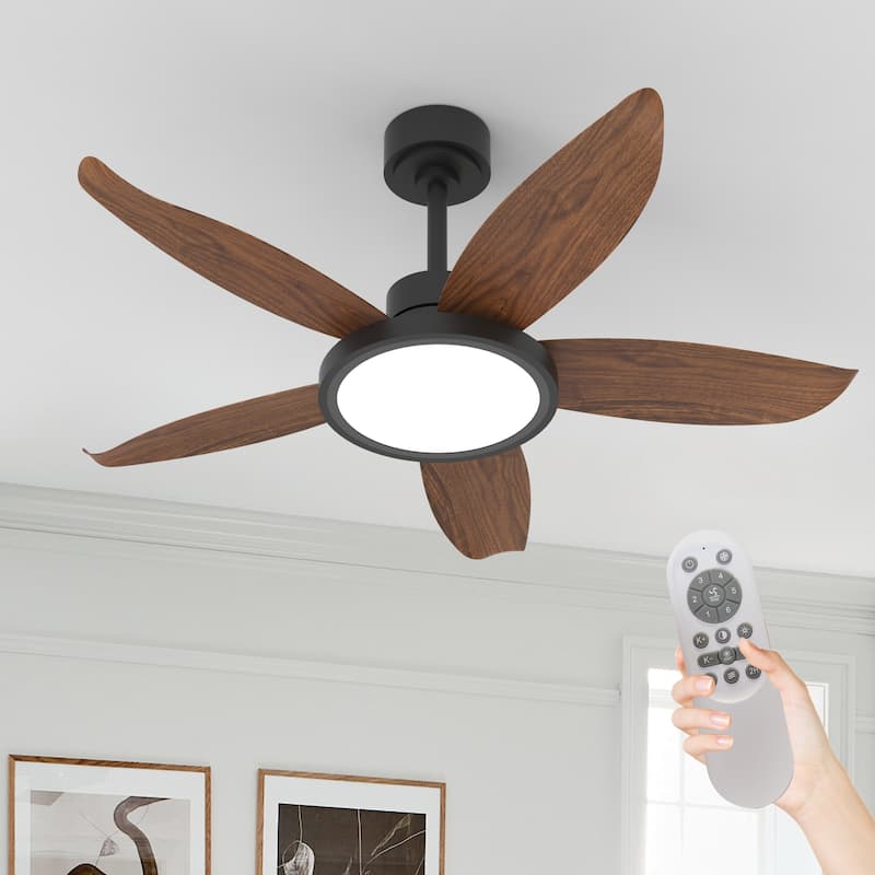 42-inch Eye-Protecting Light Source Walnut-Coloured Fan Blades High Airflow Plug-and-Play Fan Blades ABS Ceiling Fan Light