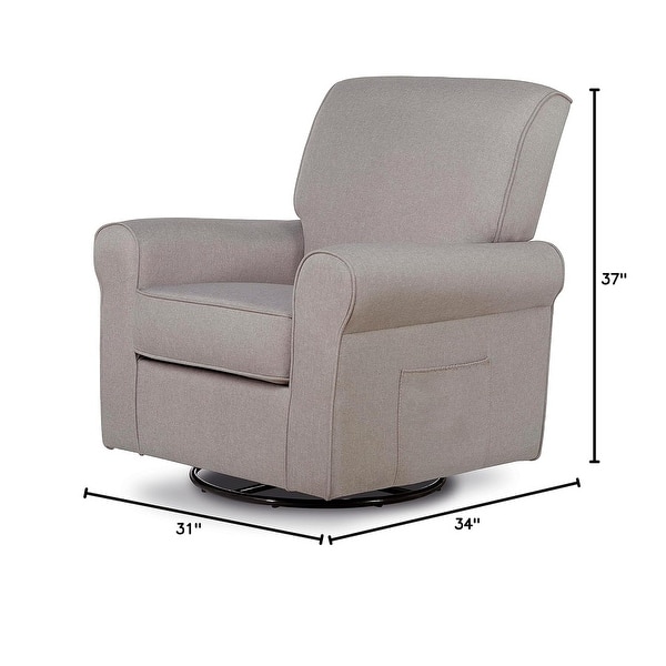 dimension image slide 3 of 5, Evolur London Upholstered Plush Seating Glider Swivel, Ergonomically Designed for Nursery