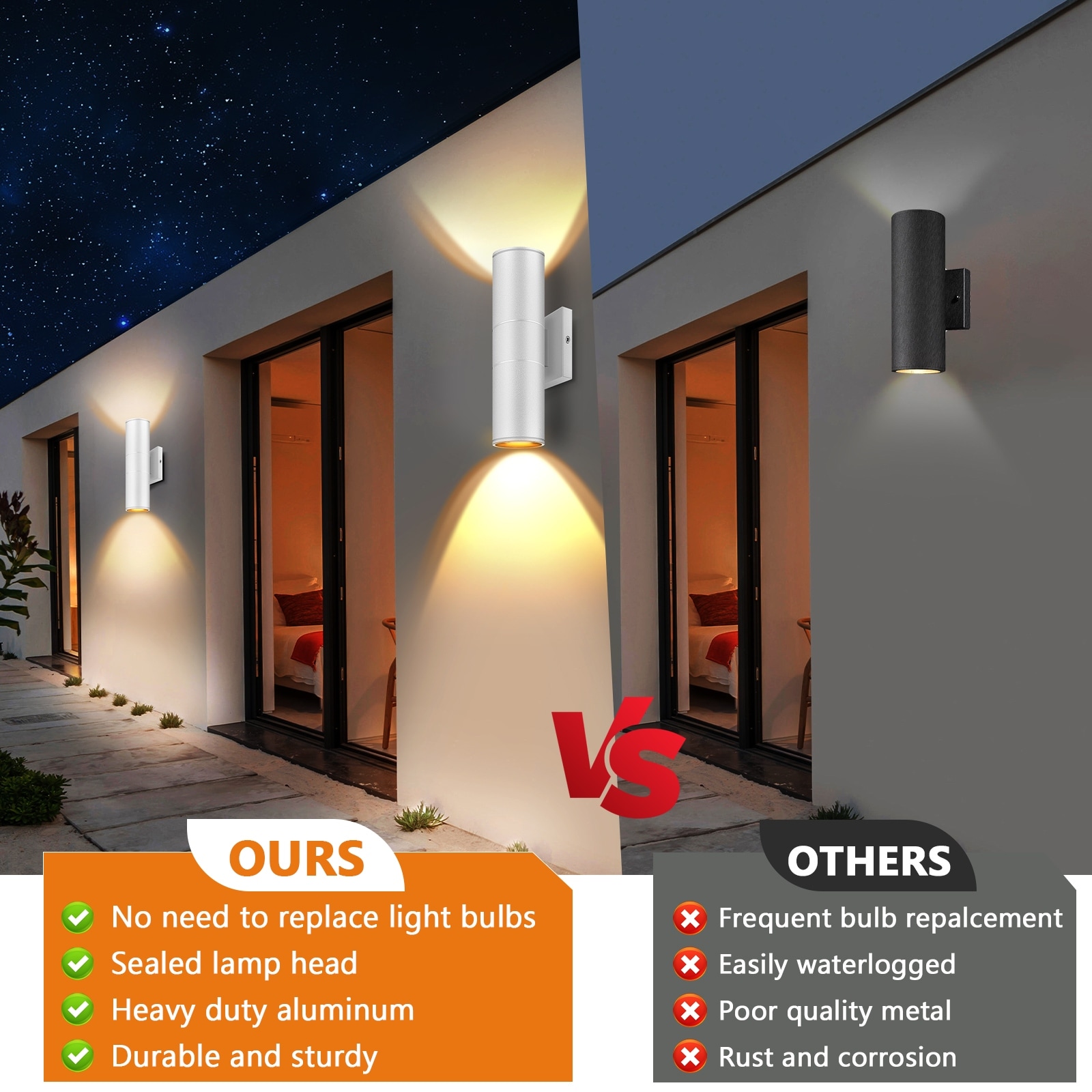 Up Down Outdoor Wall Light IP65 Waterproof Aluminum Cylinder LED-image