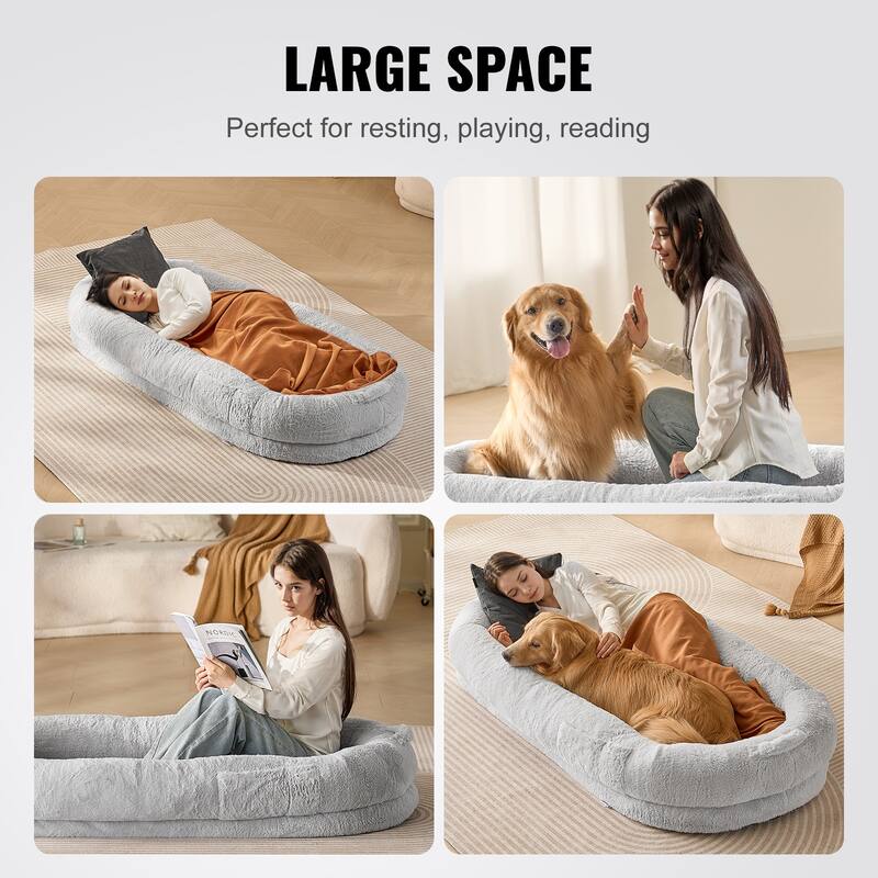 Human Dog Bed for Adult for You and Pet Light Grey