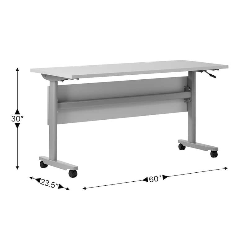 Commercial Nesting Flip Training Table with Steel Frame and T-Legs - 23.5"W x 60"D x 30"H