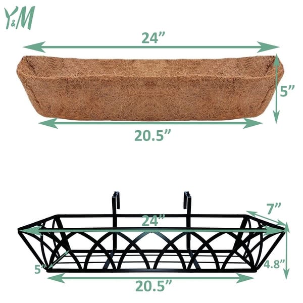 Window Deck Box 2packs 24 Inch Window Deck with Coco Liner, 24