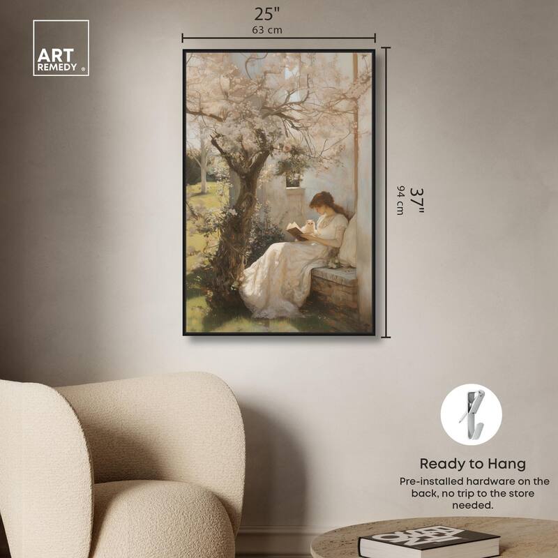 Reading With Her Cat Canvas by Art Remedy