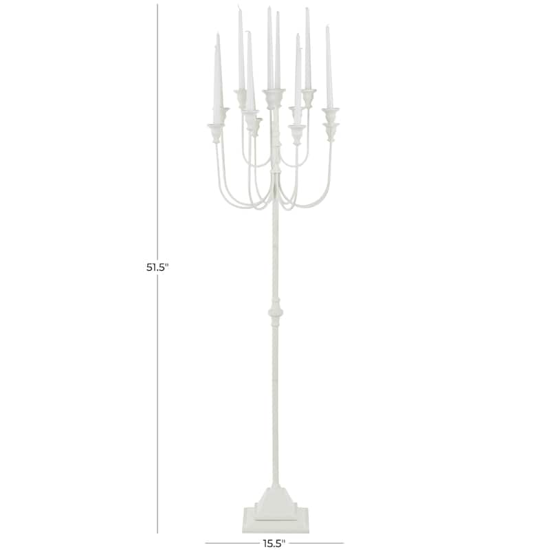 Metal Taper 12 Slot Candelabra - White - Roche River Decor - 16"W x 16"L x 52"H