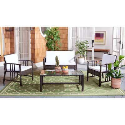 SAFAVIEH Outdoor Reslor 4-Piece Wicker Living Set