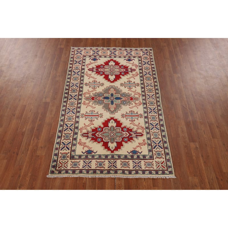 Kazak Oriental Accent Rug Hand-Knotted Wool Carpet - 3'10" x 6'1"