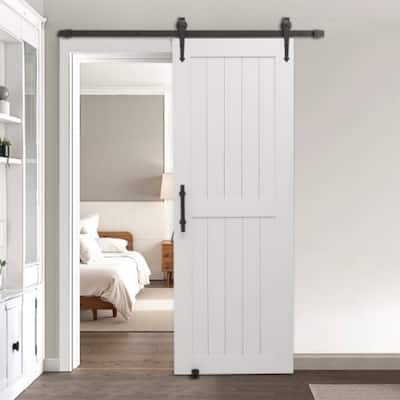 White MDF Pine Sliding Barn Door with Waterproof PVC Coating