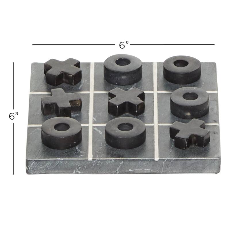 White or Black Marble Tic Tac Toe Game Set with Gold Inlay and Wood Pieces