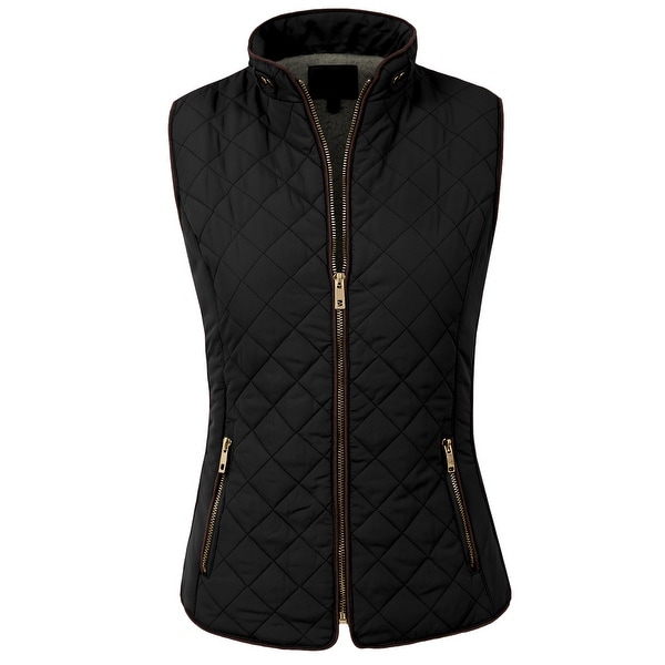 NE PEOPLE Womens Light Weight Wool Lining Quilted Zip Vest (NEWV44)